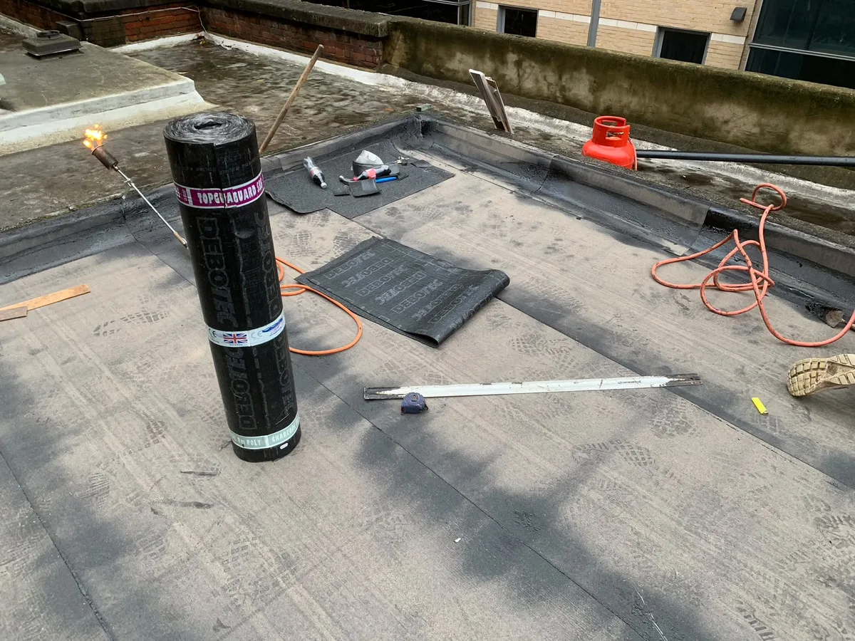 Flat roof materials ready to lay
